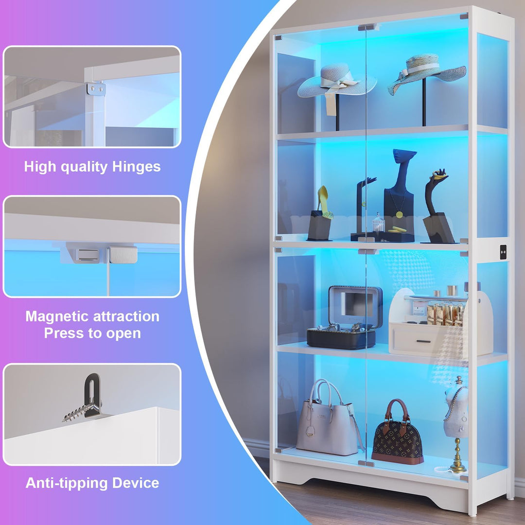 knoworld Vitrina con puertas de cristal, gabinete Curio de 63 pulga...