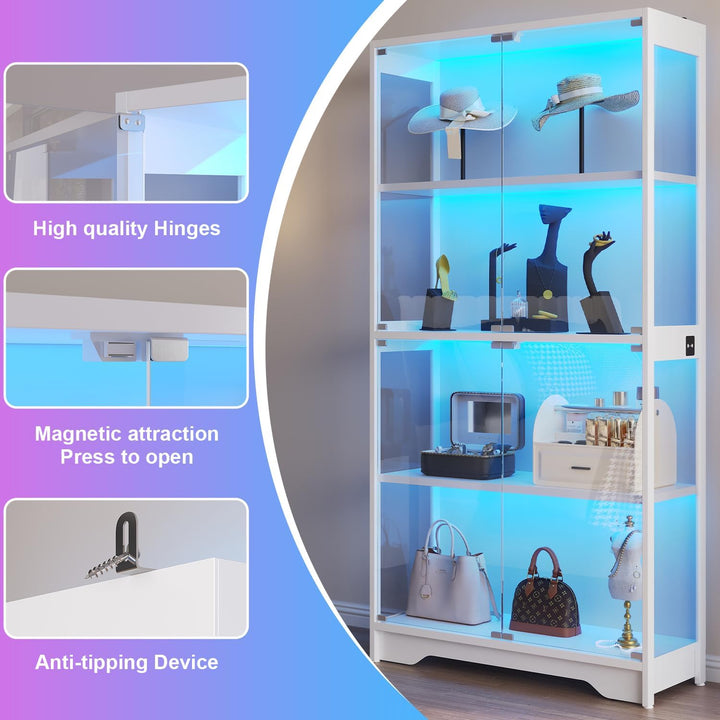 knoworld Vitrina con puertas de cristal, gabinete Curio de 63 pulga...