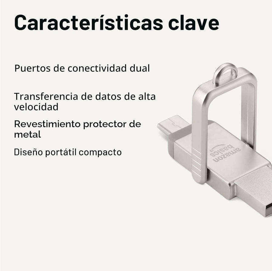 Amazon Basics Unidad Flash USB, Memoria Stick con Puertos Duales US...