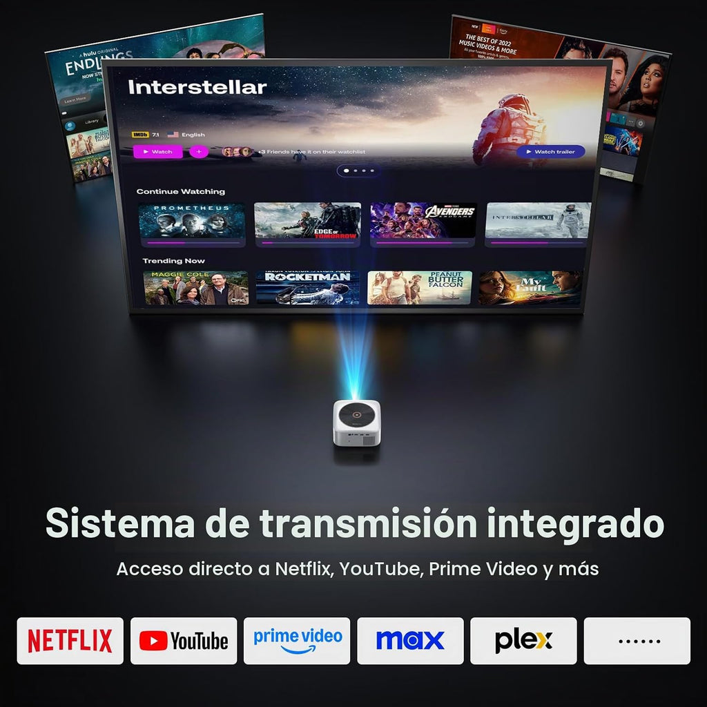 HAPPRUN 1500 ANSI - Proyector inteligente para exteriores, aplicaciones integradas, audio Dolby de 30 W