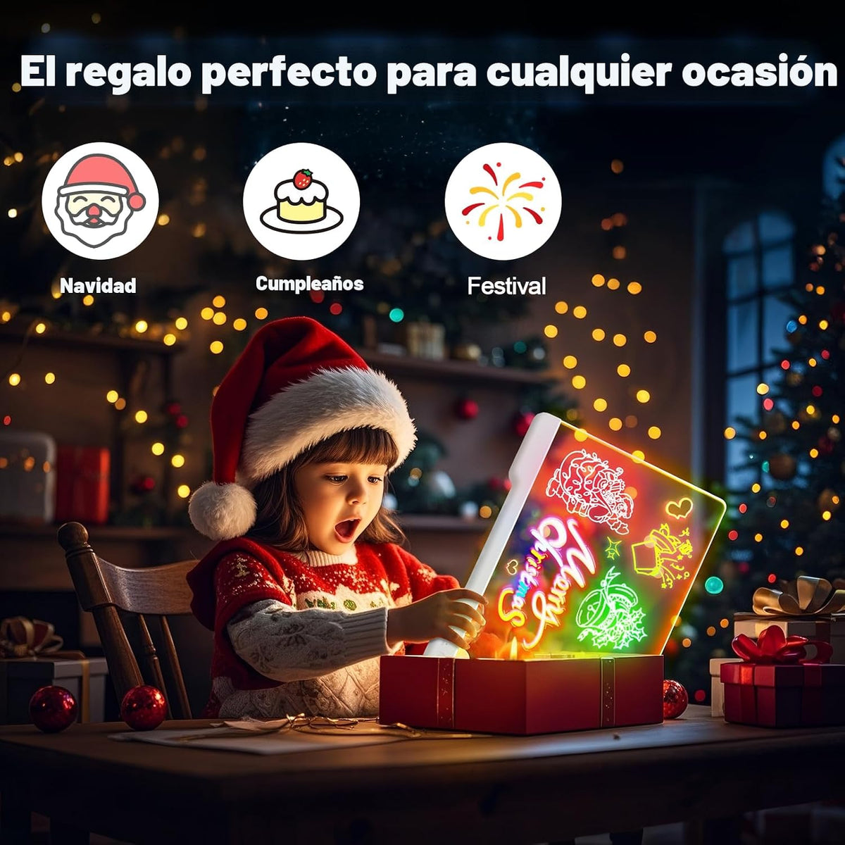 Geokay 16" Rechargeable LED Drawing Board con 9-Color Light Effects