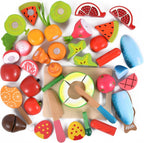 WHOLL - Juego de 45 piezas de comida de madera para niños, juguetes de