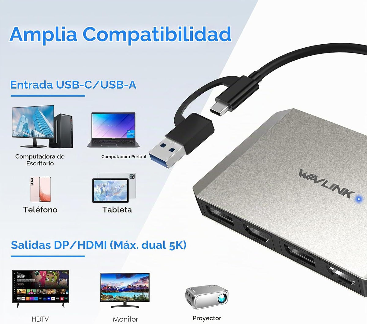 WAVLINK, UG69DH2-SIL, hub USB 3.0