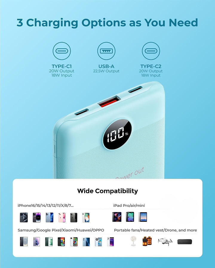 VEEKTOMX Cargador portátil de 10000 mAh con 4 cables integrados + m...