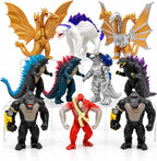JAYKENIXO Juego de 10 figuras de acción de monstruo – Dragón, Cicatriz, Kong y Kaiju con articulaciones móviles, figuras de batalla coleccionables para niños, recuerdos de fiesta y regalos