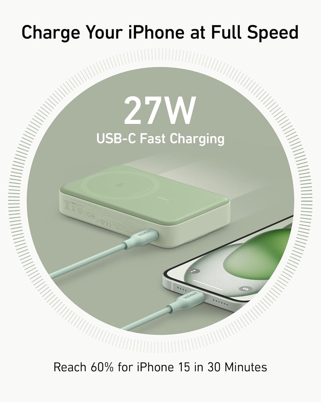 Anker MagGo Power Bank, Qi2 certificado 15 W cargador portátil ultr...