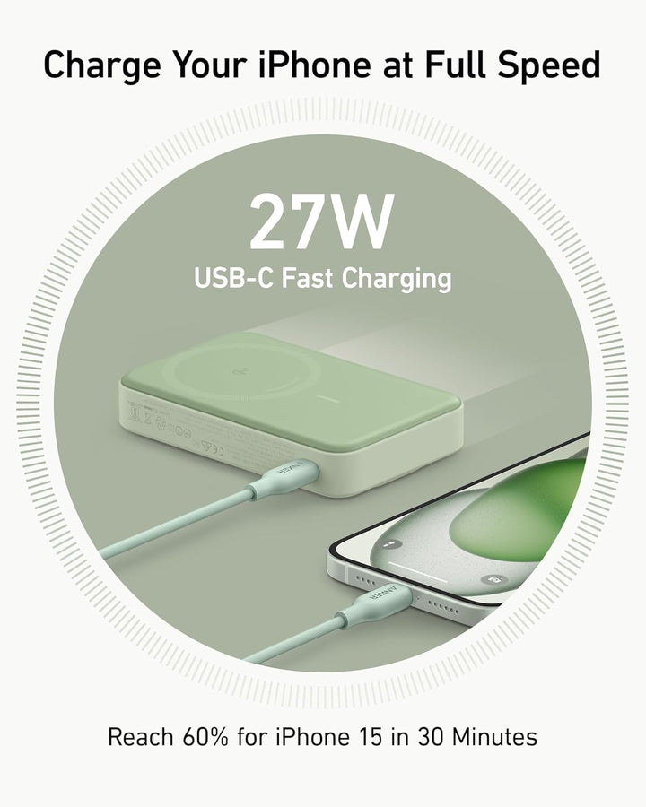 Anker MagGo Power Bank, Qi2 certificado 15 W cargador portátil ultr...