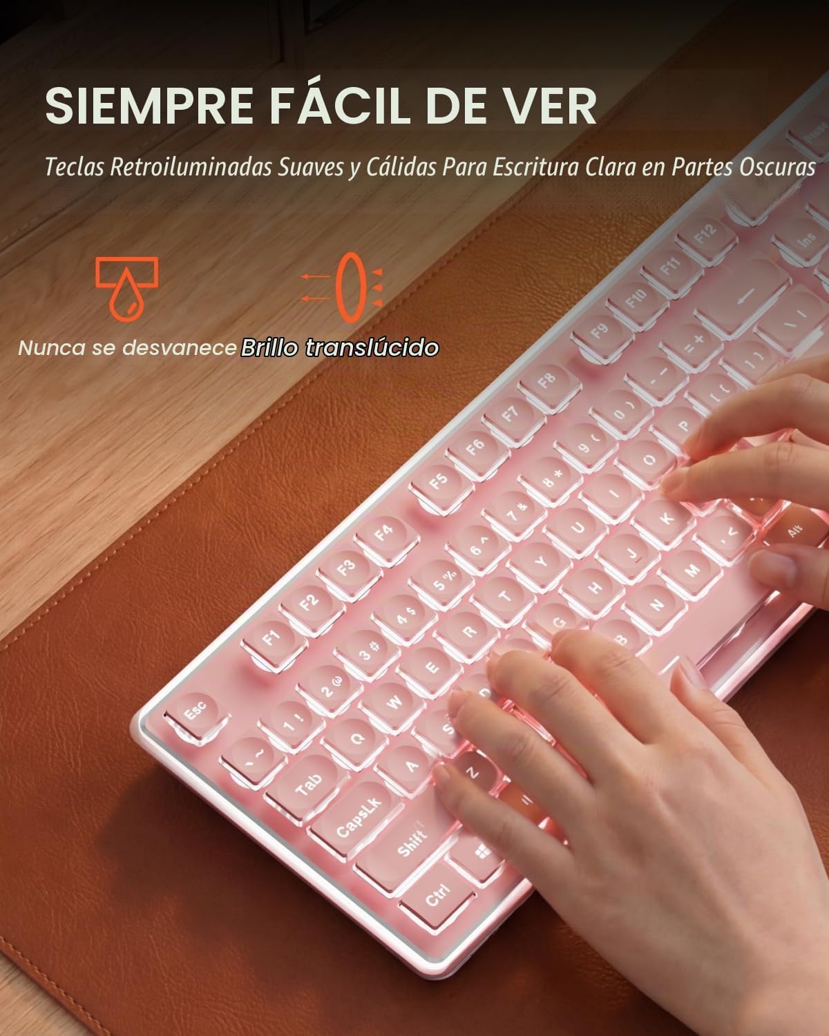 SEUNKWANG V3 Combo de teclado y mouse inalámbricos con retroilumina...