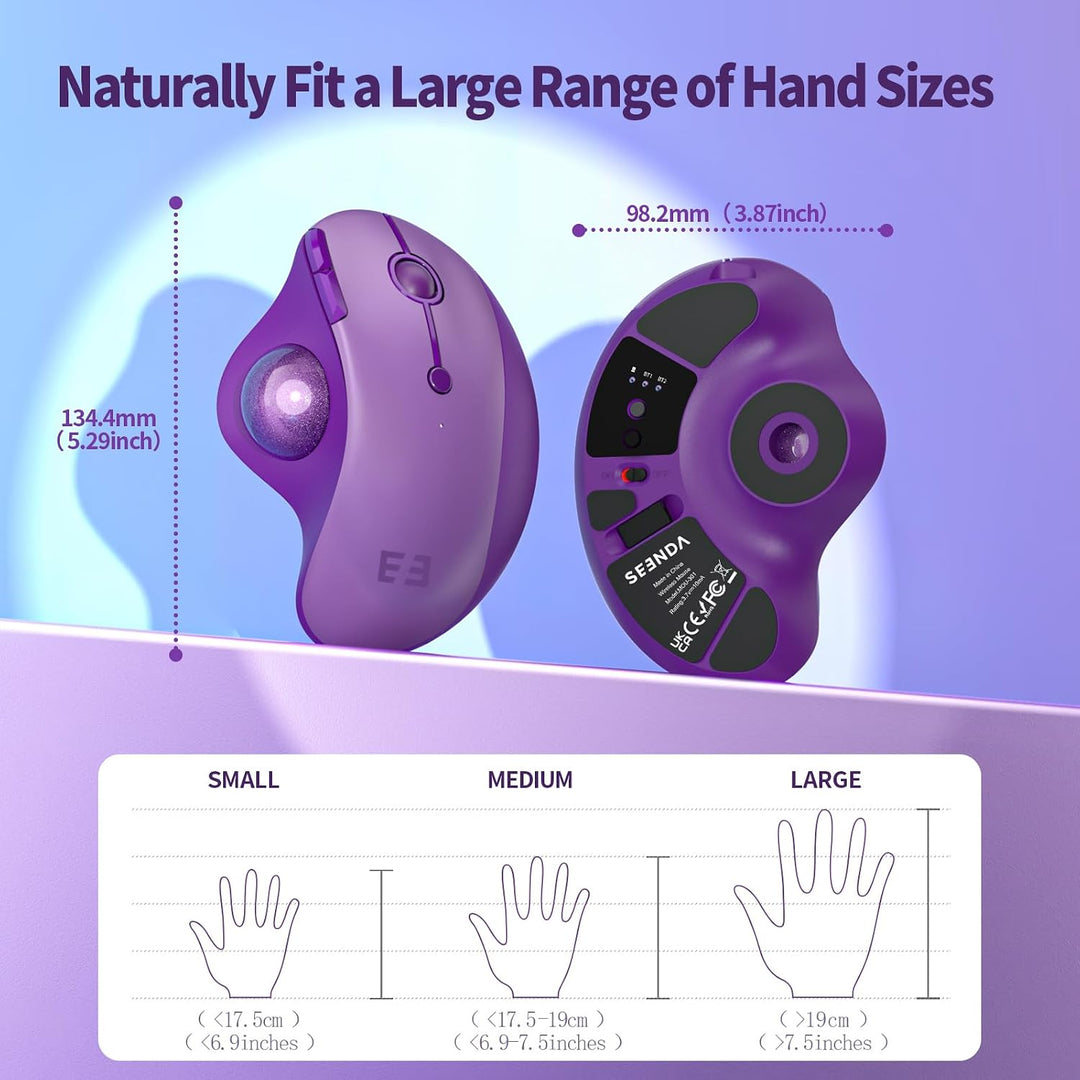 seenda Ratón de Trackball inalámbrico, mouse ergonómico Bluetooth R...