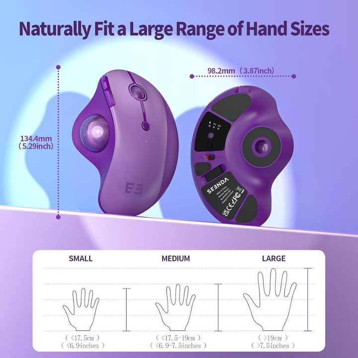 seenda Ratón de Trackball inalámbrico, mouse ergonómico Bluetooth R...