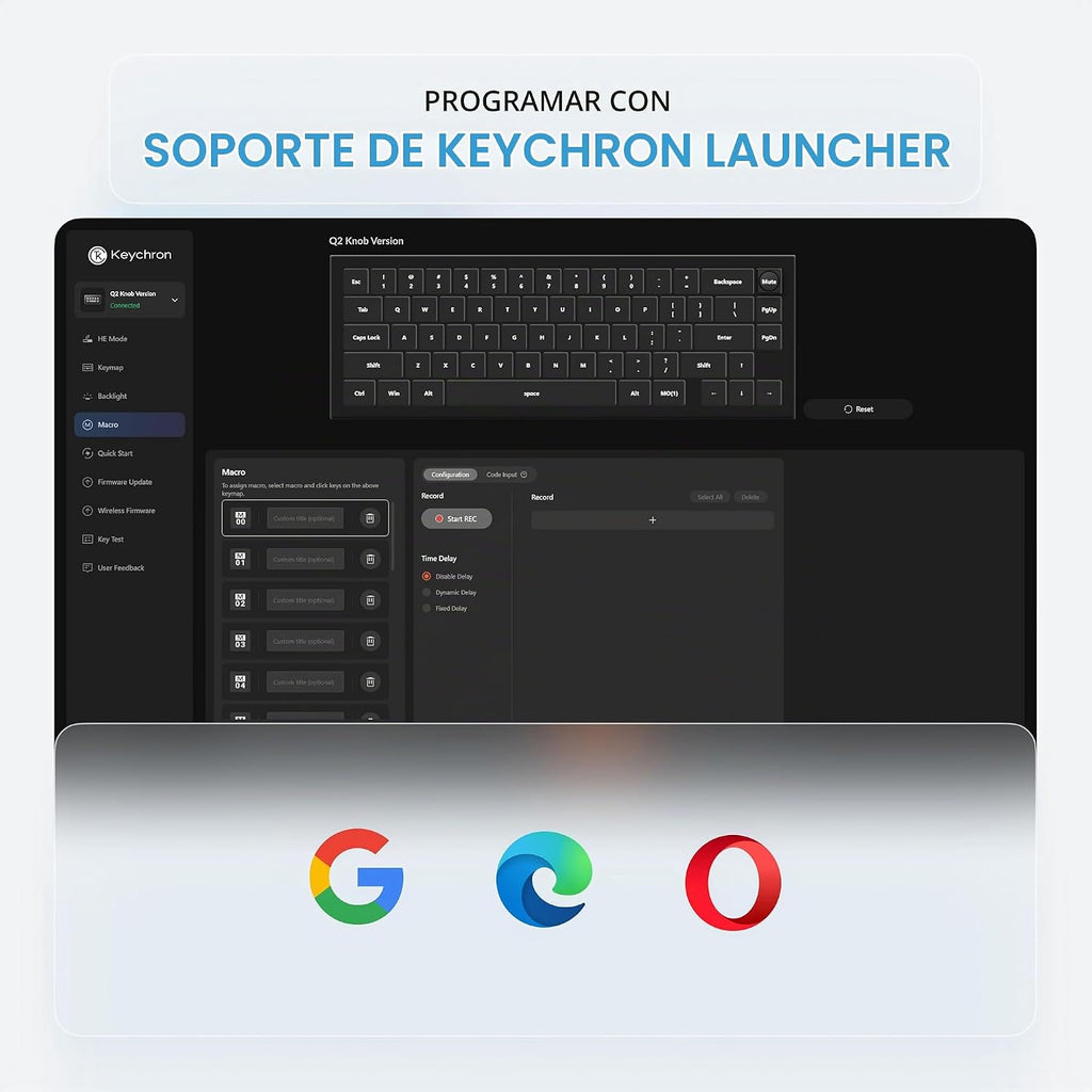 Keychron Q2 Teclado mecánico con cable 65% con perilla y RGB – Interruptor azul Gateron G Pro intercambiable en caliente, programable QMK/VIA, montaje de doble junta, cuerpo de aluminio para Mac