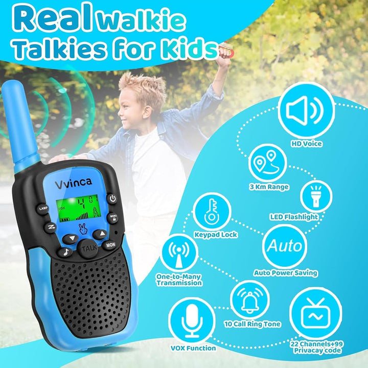 Vvinca Rechargeable Walkie Talkies for Kids 4 Pack, 5-7 Year Old Bo...