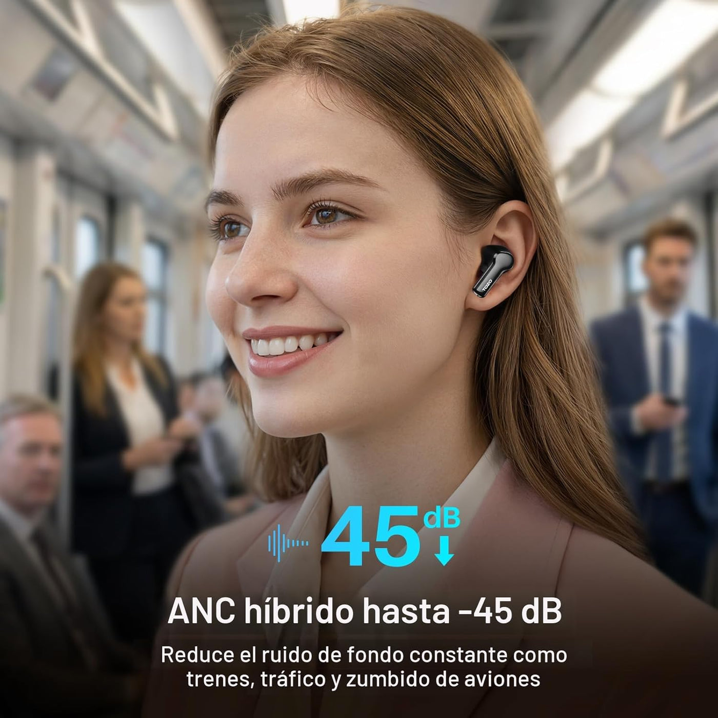 TOZO Auriculares inalámbricos híbridos con cancelación activa de ru...