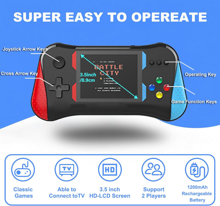 Juego de mano para niños, 500 videojuegos retro precargados, reprod...