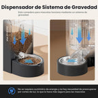 Comedero automático por gravedad para gatos, juego dispensador de agua y alimento, tazones de acero inoxidable