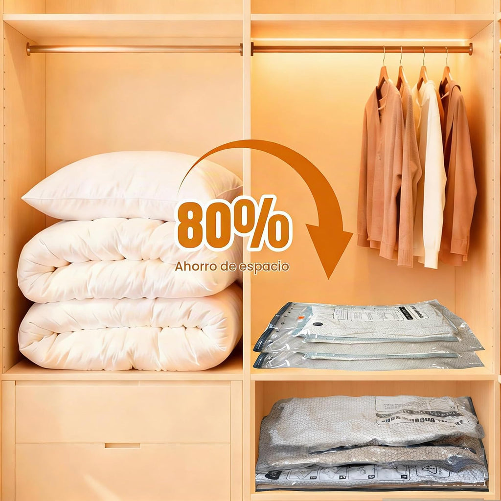 10 bolsas de almacenamiento al vacío jumbo con bomba inalámbrica, bolsas grandes de sellado al vacío para ropa, edredones, mantas, almohadas, suéter, bolsa de embalaje de compresión ahorradora de