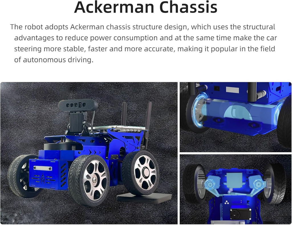 Jetson Nano ROS2 Robot Lidar Mapeo de Navegación con Pantalla táctil de 7 pulgadas, Chasis Inteligente Ackermann para Auto, Programación en Python, IA Reconocimiento Visual para Adultos, Kit educativo