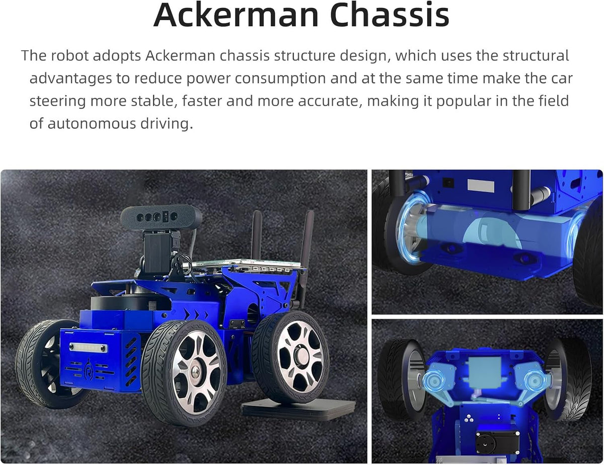Jetson Nano ROS2 Robot Lidar Mapeo de Navegación con Pantalla táctil de 7 pulgadas, Chasis Inteligente Ackermann para Auto, Programación en Python, IA Reconocimiento Visual para Adultos, Kit educativo