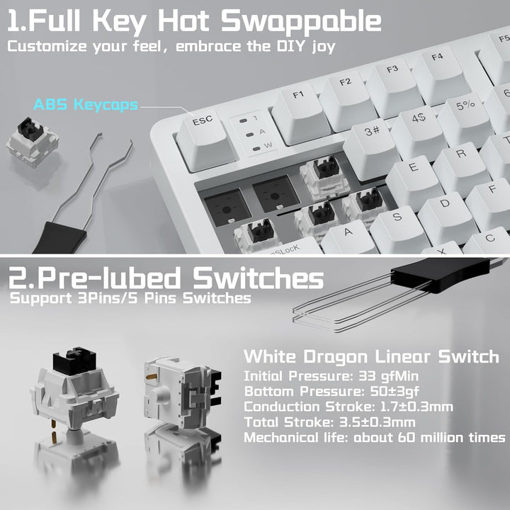 LEOBOG HI98C Pro Teclado mecánico inalámbrico para juegos, triple m...