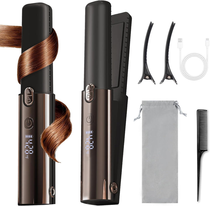 LAMA - Plancha de pelo inalámbrica 2 en 1, plancha plana de viaje p...