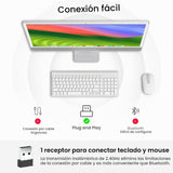 cimetech Combo de teclado y mouse inalámbricos - Blanco plateado |...