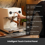 Gemilai G3028A - Máquina de café expreso, cafetera profesional de 15 bares con presión ajustable y espumador de leche automático, doble PID y caldera de 18.6 fl oz, tanque de 57 onzas, acero inoxidable para capuchino, color blanco latte