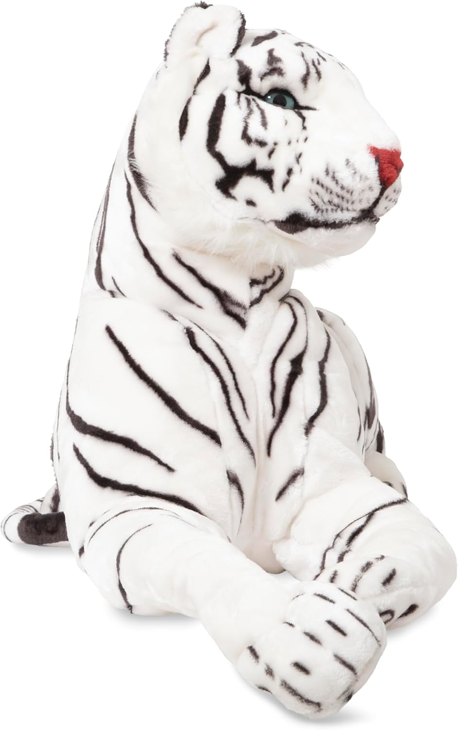 Tigre de peluche Melissa & Doug gigante (más de 5 pies de largo), tigre siberiano blanco, realista
