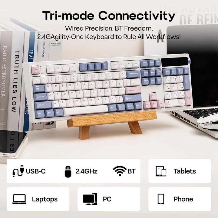 EPOMAKER TH108 PRO Teclado mecánico de tamaño completo con pantalla...