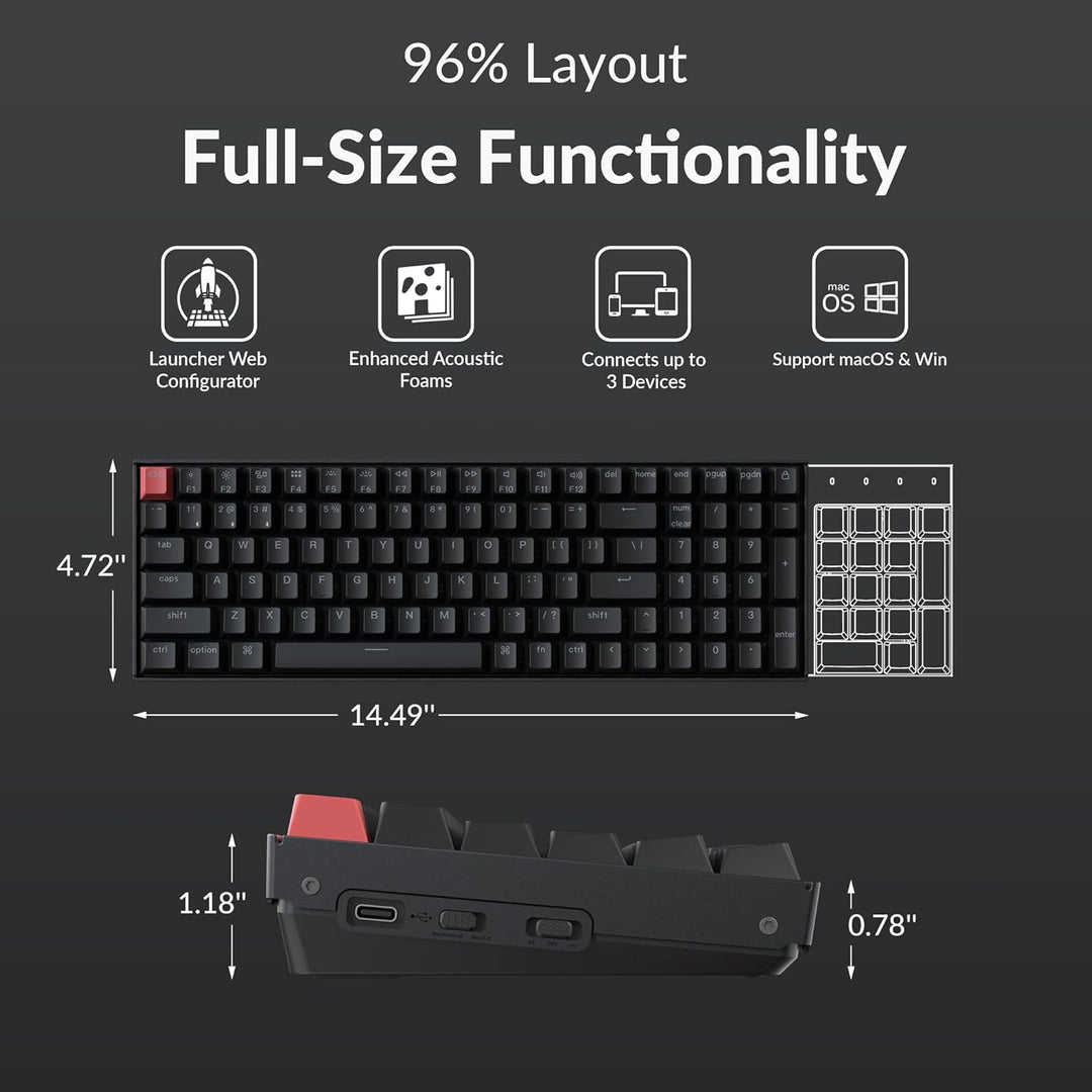 Keychron K4 96% Layout QMK Teclado Mecánico con Opciones Inalámbric...