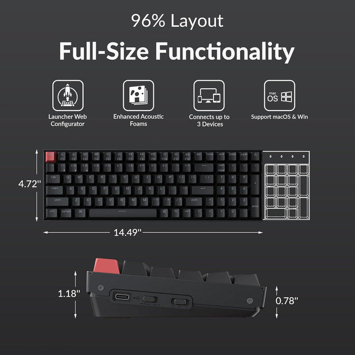 Keychron K4 96% Layout QMK Teclado Mecánico con Opciones Inalámbric...