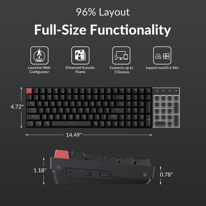Keychron K4 96% Layout QMK Opciones inalámbricas y cableadas Teclad...