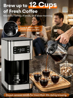 Cafetera de goteo de 12 tazas programable, regular y fuerte, pantalla LED