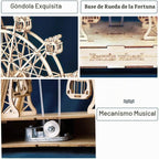 Rolife Rompecabezas de madera 3D para adultos, kits de manualidades mecánicas para niños, juegos de modelos de música de ruedas de fortuna para construir, rompecabezas de rompecabezas para niños y