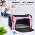 Henkelion Transportador para Mascotas para Gatos, Perros y Cachorros Pequeños y Medianos de hasta 15 Libras, Aprobado por TSA y Aerolíneas, con Lados Blandos, Plegable para Viaje - Rosa