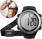 Monitor de frecuencia cardíaca y correa de pecho, monitor de frecuencia cardíaca de ejercicio, reloj deportivo con HRM, impermeable, cronómetro, timbre por hora T007