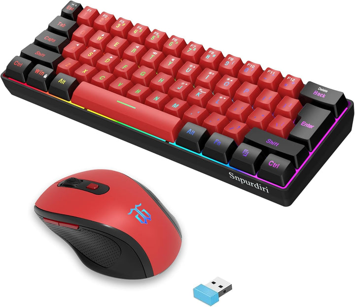 Snpurdiri Combo de teclado y mouse inalámbricos para juegos 2.4G, t...