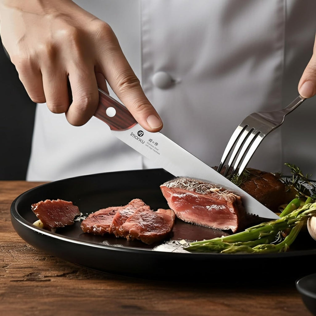 imarku Juego de 6 cuchillos para carne de 9 pulgadas, para 6 invitados