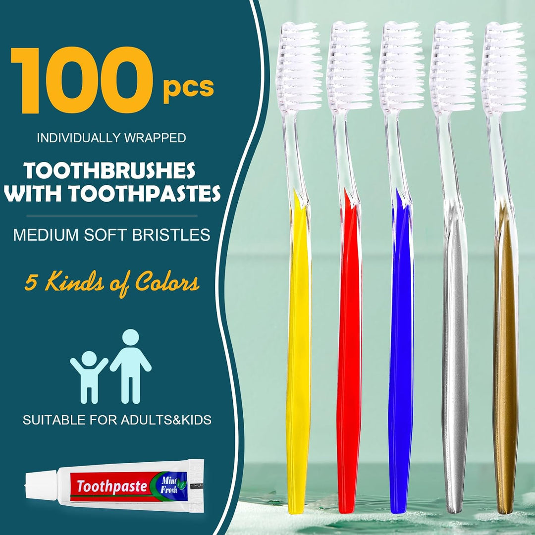 Navona Juego de 100 cepillos de dientes de viaje y pasta de dientes...