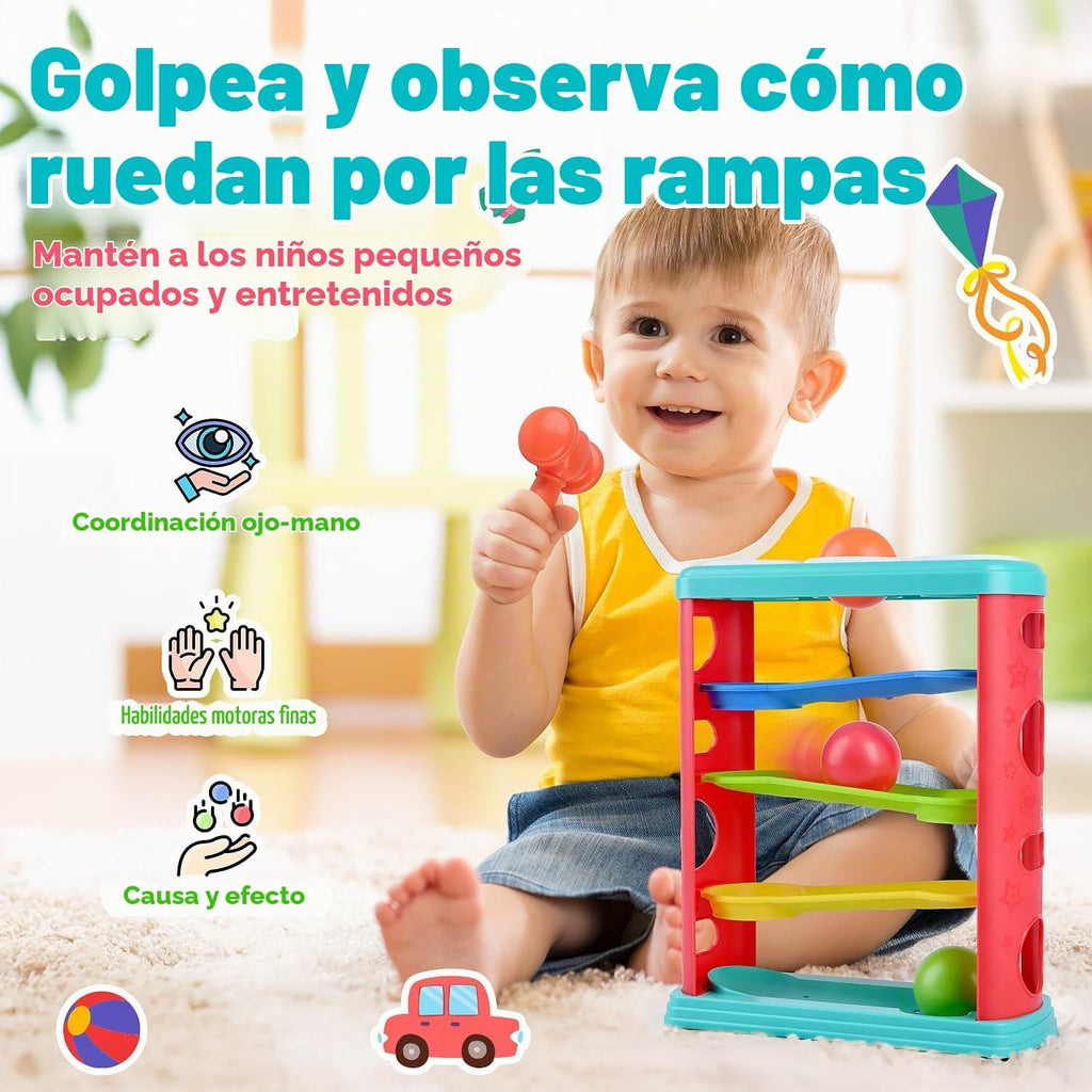 Pound a Ball - Juguete para niños pequeños de 1 a 3 años, juguetes Montessori para bebés de 12, 18 a 24 meses, martillo, tazas apilables, bloques clasificadores de formas, juguetes educativos de desarrollo temprano para niños de 1, 2 y 3 años, regalo para