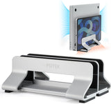 Psitek Soporte vertical dual de aluminio para laptop, soporta 2 dis...
