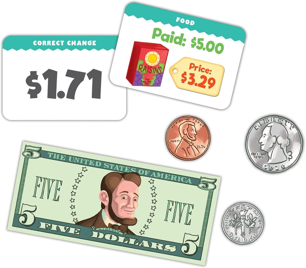 eeBoo Juego de matemáticas para hacer cambios con dinero de juego, monedas