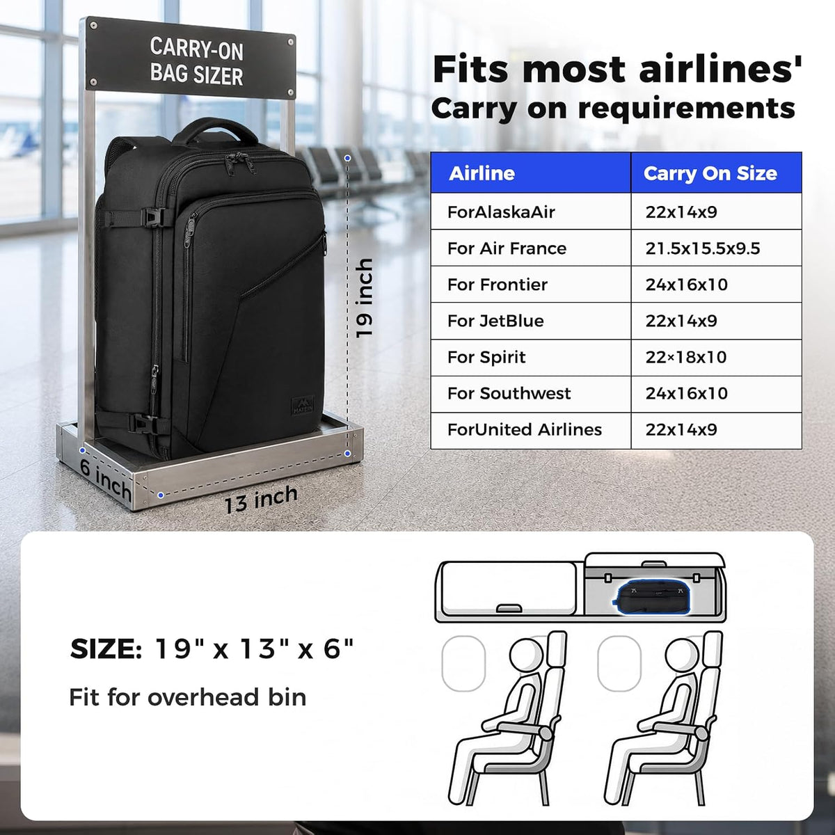 MATEIN Mochila de transporte, mochila de viaje expandible extra grande para