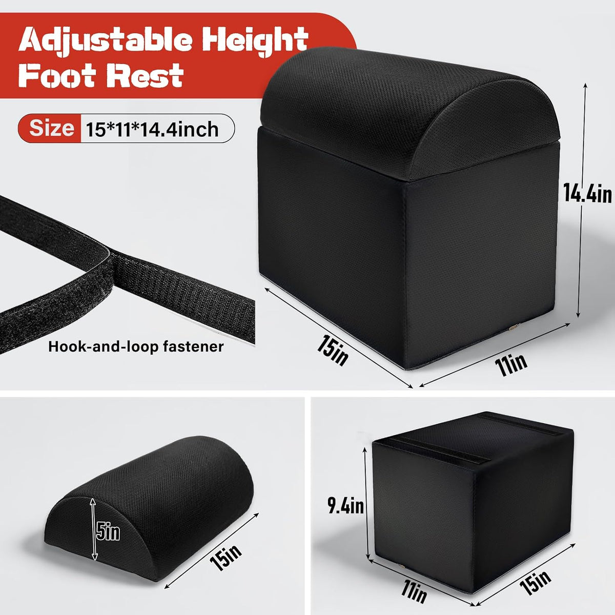 Lámpara Reposapiés ajustable para debajo del escritorio en el trabajo, reposapiés ergonómico con 3 pies de altura ajustable para debajo del escritorio, reposapiés de oficina con funda de malla extraíble