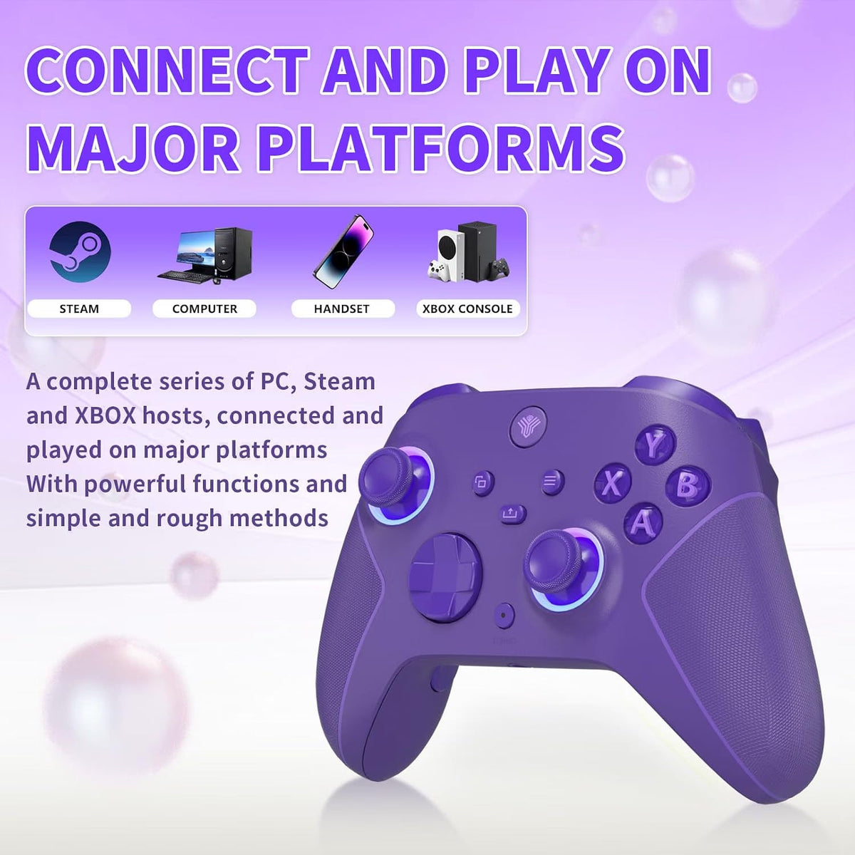 Control inalámbrico SZYUYU 2.4GHz para Xbox One, Xbox Series X|S, PC Steam (Púrpura)