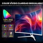 CRUA Monitor curvo blanco de 32 pulgadas, 4K UHD (3840 x 2160P) pan...