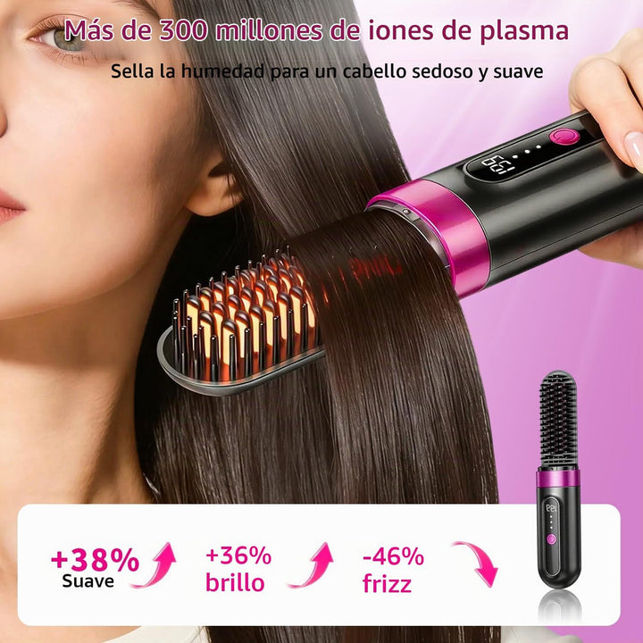 Go Brush Pro, cepillo alisador de pelo inalámbrico, 984.3 ft iónico...