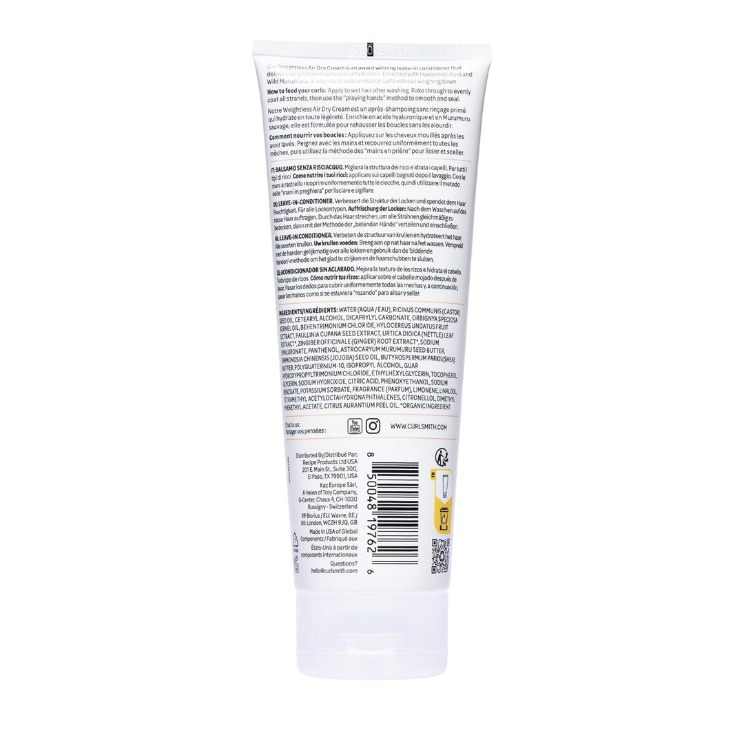 CURLSMITH Weightless Air Dry Cream for Hair, Hydrating and Detangli...