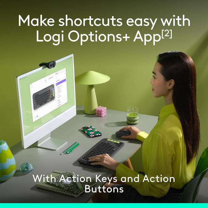 Logitech POP ICON Combo, combo de teclado y mouse Bluetooth, escrit...
