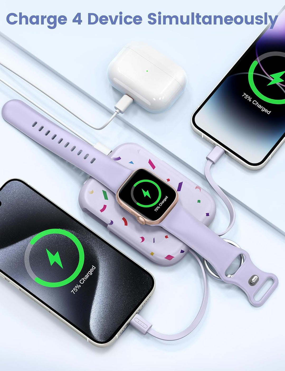 RORRY Cargador portátil de 5000 mAh ,batería externa con cables int...