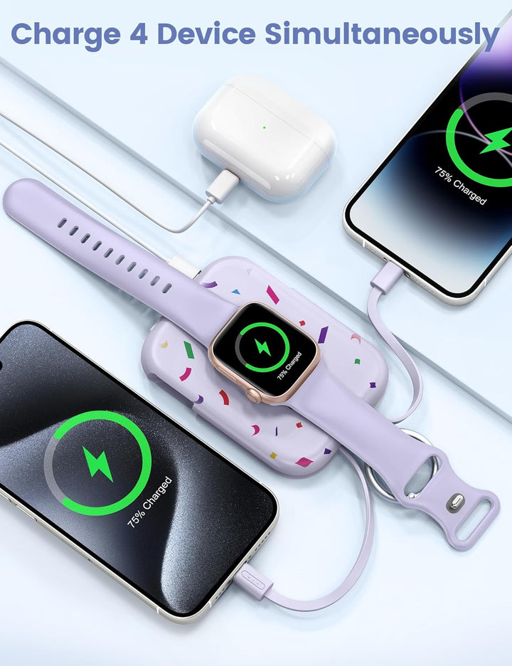 RORRY Cargador portátil de 5000 mAh ,batería externa con cables int...